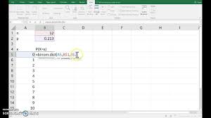 Excel Binomial Probabilities Youtube