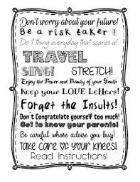You know that wear sunscreen speech, aka everybody's free (to wear sunscreen)? Wear Sunscreen Quotes Poster By A Salvadoran Esl Teacher Tpt