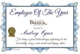 The latest draft of employee of the year certificate free download as appreciation, recognition, award, with picture, word, pdf, printable, editable format. Our Employee Of The Year La Salon Bianca Awards Certificates Template Employee Awards Certificates Certificate Templates