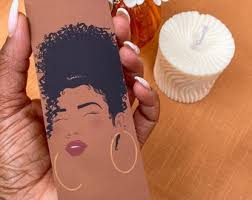 Shay’s Face Bookmark Black Woman. Melanin African-American page keeper Afro  headwrap abstract black owned art black girl magic