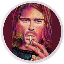 Kurt Cobain Abstract Round Beach Towels for Sale