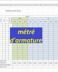 Modele Feuille De Metre D Armature Xls How To Plan Genies Civil Engineering