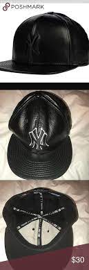 New York Yankees Leather Hat New York New Era Black Genuine Leather With Yankee Logo On Front New Era Accessories Ha Leather Hats Clothes Design Fashion Design