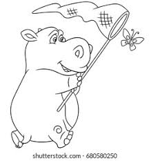 School's out for summer, so keep kids of all ages busy with summer coloring sheets. Coloring Page Hippo Hippopotamus Behemoth Butterfly Stock Vector Royalty Free 680580250