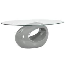 L 31.5 x w 23.62 x h 12.99; Coffee Table With Oval Glass Top High Gloss Grey
