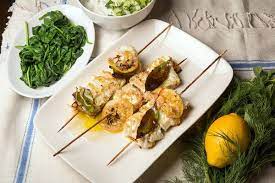 Turkish Spiced Halibut Skewers With Yogurt Sauce Recipe Recipe Halibut Seafood Recipes Sauce Recipes
