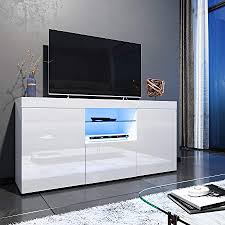 Our television stand is suitable for your lounge room, living room, bedroom and more places. Elegant 1350mm Led Tv Cabinet Modern White Gloss Tv Stand With Ambient Lights For Living Room And Bedroom With Storage Furniture For 32 40 43 50 52 55 Inch 4k Tv Amazon Co Uk Home Kitchen
