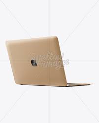 Download Apple Macbook Mockup 3 4 Right Back View In Device Mockups On Yellow Images Object Mockups PSD Mockup Templates