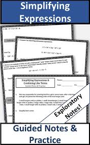 Combining Like Terms Notes Practice Like Terms Combining Like Terms Simplifying Expressions