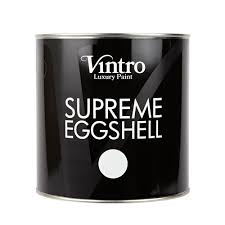 An eggshell finish is often used for decorative finishes because it provides a low luster. Eggshell Shop Vintro Luxury Paint