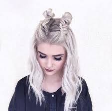 Braided Space Buns Tumblr Hair Hairstyle Short Hair Styles