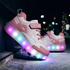 Light Up Shoes Boys Girls Kids Roller Skates Usb Charge Led Wheeled Skate Sneakers Anrbo Com