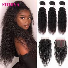 Human hair weave comes in curly weave (wet and wavy weave), silky straight, body. Kinky Curly Bundles With Closure Brazilian Human Hair Weaves 30 40 Inch Bundles With Closure Remy Hair Extensions Mydiva Hair Human Hair 3 Bundles Hair 3 Bundleshair Extension Aliexpress