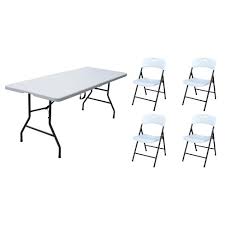 Outdoor dining set (32) sold by sears. Plastic Development Group 806 Outdoor Indoor 6 Foot Fold In Half Plastic Resin Folding Banquet Dining Card Table With 4 Folding Chairs Target
