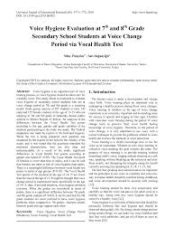 Tobacco, alcohol & other drugs. Pdf Voice Hygiene Evaluation At 7th And 8th Grade Secondary School Students At Voice Change Period Via Vocal Health Test