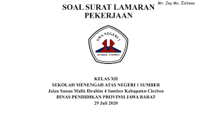 Penggunaan kalimat permohonan pada yang dituju. Soal Surat Lamaran Pekerjaan Youtube