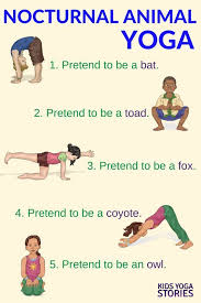 Nocturnal Animals Yoga Printable Poster Kids Yoga Stories Yoga For Kids Animal Yoga Toddler Yoga
