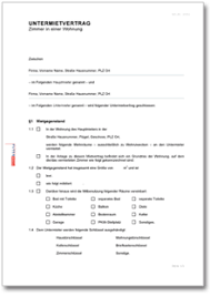 Dieser mietvertrag wurde dem untermieter in kopie ausgehändigt. Untermietvertrag De Vertrag Download
