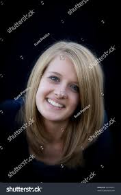 Beautiful Young Woman Smiling Black Background Stock Photo 46936891