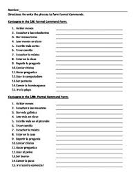 Spanish Formal Usted Ustedes Command Homework Worksheet Practice Homework Worksheets Spanish Teacher Worksheets