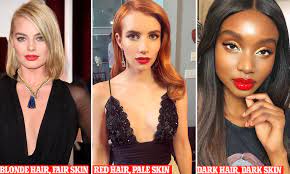 Best red lipstick for pale skin (fair skin tone) while shopping for the most suitable lip color brands for your skin complexion consider some of the qualities of a good lipstick. Beauty Expert Reveals The Perfect Red Lipstick Shade For Each Hair Colour And Skin Tone Daily Mail Online
