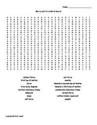 Motion And Force Vocabulary Word Search For Physics Words Vocabulary Words Physics