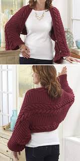 This pattern has a cardigan style bed jacket and an unusual shawl or bed cape to knit. Easy Shrug Knitting Patterns In The Loop Knitting