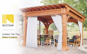 Add elegance to outdoor spaces with our sophisticated sheer outdoor panels. Amazon Com Nicetown White Sheer Outdoor Curtain Panel Elegant Tab Top Waterproof Curtain For Porch With Rope Tieback Single Panel 54 Inch By 84 Inch White Home Kitchen