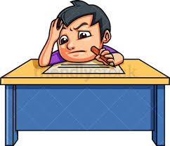 Cartoon picture of someone thinking hard. Little Boy Writing An Essay Cartoon Clipart Vector Friendlystock