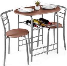 Round high top table set. Best Choice Products Wooden Round Bar Table Set 3 Piece