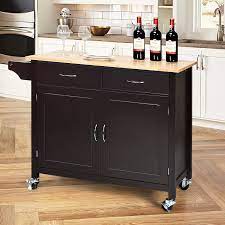 Check spelling or type a new query. Buy Nafort Rolling Kitchen Island Cart On Wheels Kitchen Utility Trolley Cart Bar Serving Cart W Rubber Wood Top Handle Rack Storage Cabinet And Drawers For Home Kitchen Dining Room Dark