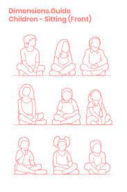 Children Kids Sitting Front Cross Drawing Posture Drawing Human Figure Sketches