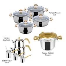 Ürünlerinin daima arkasında olan 2 firma, kesinlikle sizi üzmezler. Hisar 18 Parca Celik Tencere Seti Monaco Gold