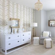 Neutral Nursery With A Wallpaper Feature Wall White Gray And Cream Comes Togeth Feature Wall Bedroom Feature Wall Living Room Wallpaper Bedroom Feature Wall