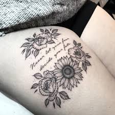 55 Best Quote Tattoo Ideas For Women Front Thigh Tattoos Thigh Tattoo Flower Thigh Tattoos