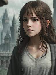 A woman standing in front of a castle with a castle in the background