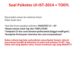 Referensi materi soal psikotes dan tes kerja. Soal Psikotes Ui Ist 2015 2016 Toefl