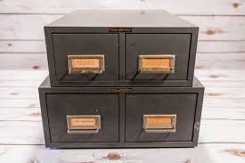 5.0 out of 5 stars 5. Vintage Asco Art Steel Metal Drawer Index Card Cabinet Gray Industrial File Library Cabinet Box Two Tier Double Drawer