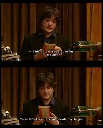 It S Free If You Break My Legs Bernard Black Trying To Avoid Taxes Tv Shows Funny Black Books Book Tv