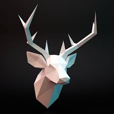 Head Deer 3d Model Max Fbx 1 Geometric Deer Deer Head Decor Deer Art
