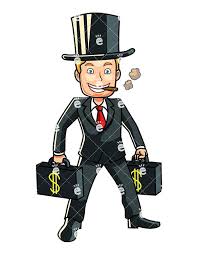 Rich Man With Briefcases Of Money Cartoon Vector Clipart Friendlystock Cartoon Casual Art Cartoons Vector