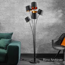 Design Stehlampe Levels 178cm Mit 5 Schirmen Schwarz Gold Stehleuchte In 2020 Stehlampe Lampe Lampen Und Leuchten