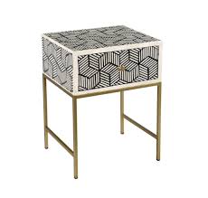 Choose from intricately handmade and high end bone inlay tables, bone inlay side tables, bone inlay consoles, bone inlay drawers and bone wood, bone, resin and mdf 35.5 x 17.5 x 33.5 inches. Bone Inlay Side Table Tov Furniture
