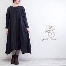 chou chou de maman 長袖ワンピース ダリア刺しゅう ブラック c811dm cd054 天然素材の大人可愛いナチュラル服通販 melody house メロディハウス ワンピース 長袖 ワンピース ファッションアイデア