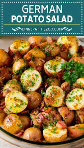 This German Potato Salad Is Boiled Baby Potatoes Tossed In A Warm Bacon And Mustard Dressing Th German Potato Salad German Potato Salad Recipe German Potatoes
