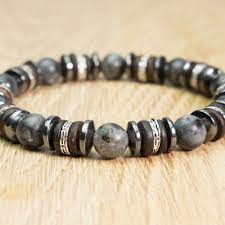 Bracelet Homme Perles Pierre Larvikite Labradorite Gris Bois Cocotier Hematite Bracelet Homme Bracelets Homme Tendance Bijoux Homme