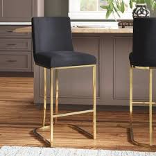 Achillee 26 Counter Stool Upholstery Black Color Gold In 2020 Stools For Kitchen Island Counter Stools Modern Bar Stools Kitchen