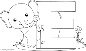 Print animal alphabet letters worksheet to color online for kids. Letter E And A Cute Elephant Coloring Page Coloringall