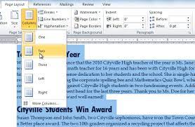Word 2010 Working With Columns Microsoft Word 2010 Words Educational Technology