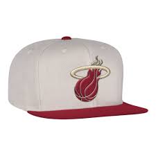 mitchell ness miami heat cream oxford fitted